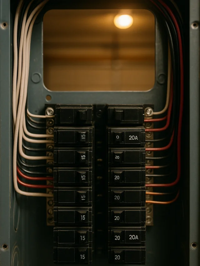 Inside view of a residential electrical panel