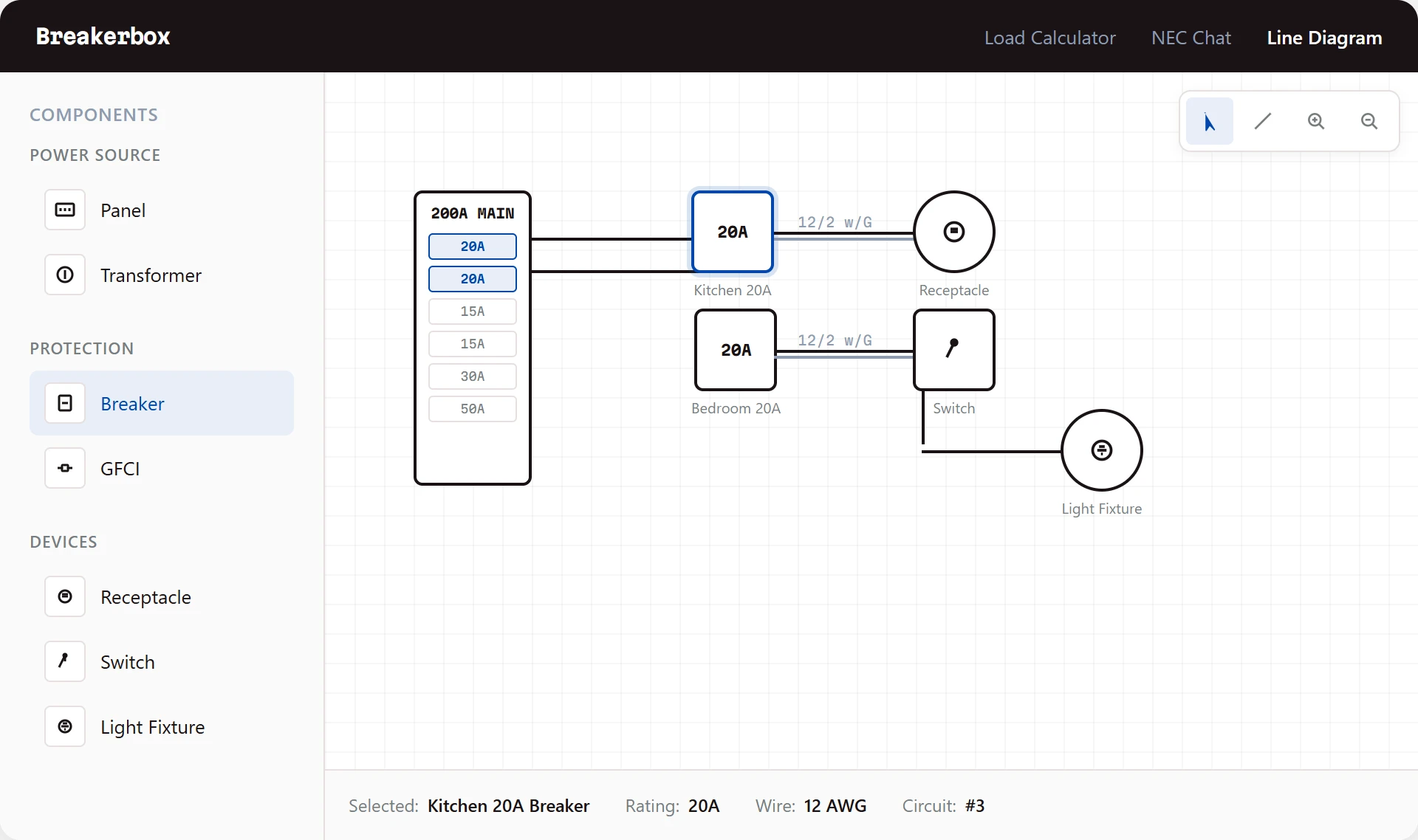 Breakerbox Line Diagram interface