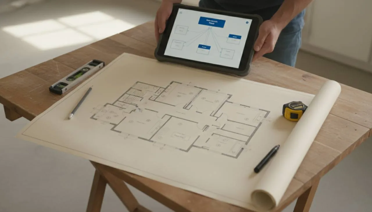 Electrician laying out branch circuits on the Line Diagram canvas during a new build
