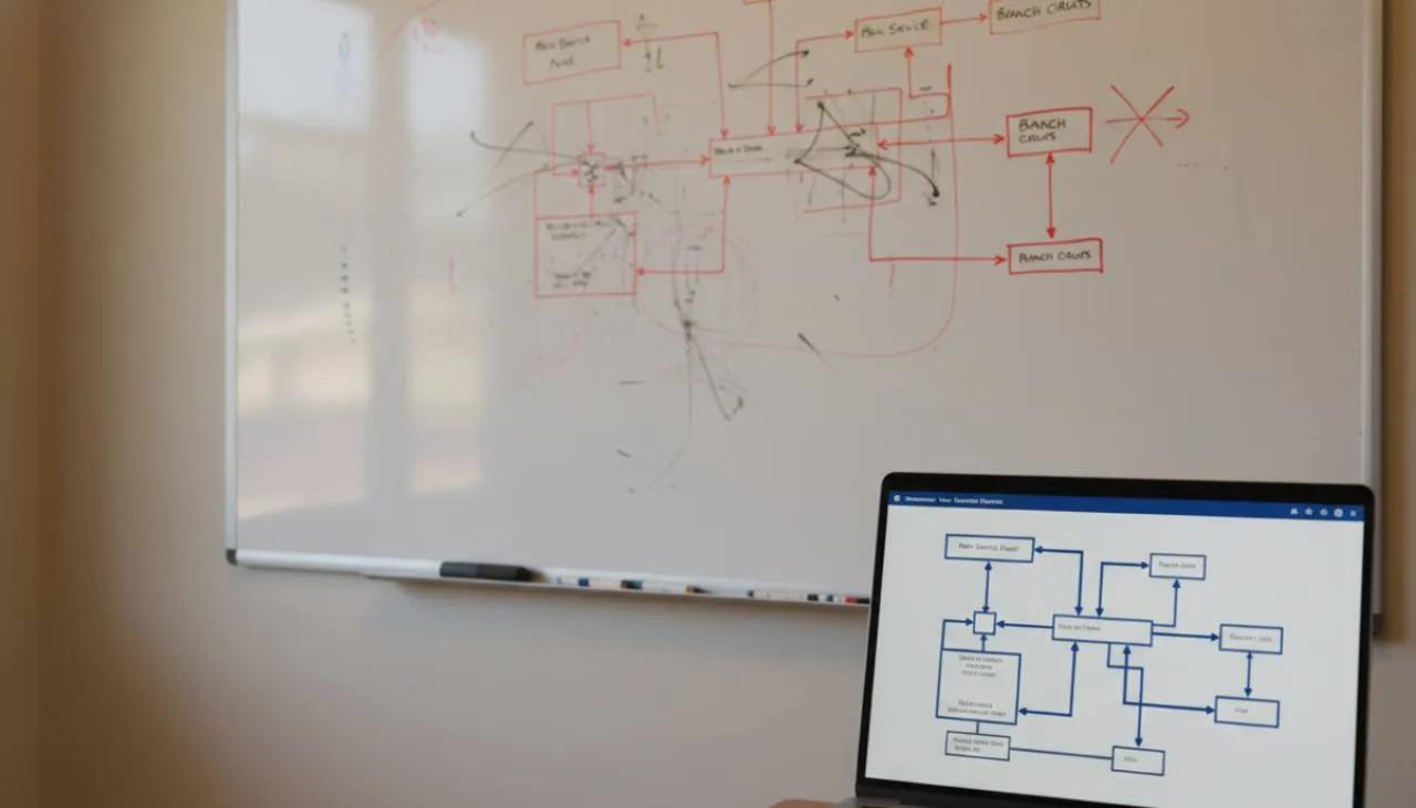 Hand-drawn diagrams and legacy desktop software replaced by the Breakerbox Line Diagram tool